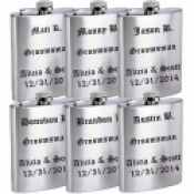 - Personalized Groomsman Flasks, 6pcs Engraved with Funnels -